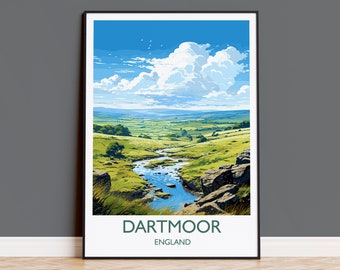 Dartmoor Travel Print Wall Art, Travel Poster of Dartmoor,  England, Dartmoor Art Lovers Gift, English Countryside