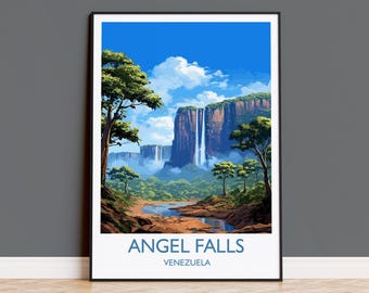 Angel Falls Print, Travel Poster of Angel Falls, Venezuela Art, Angel Falls Art Gift, South America Gift, Travel Gift