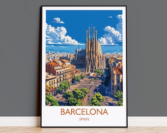 Barcelona Reisedruck, Reiseplakat von Barcelona, Spanien Plakat, Barcelona Wandkunst-Liebhabergeschenk, Spanienkunst