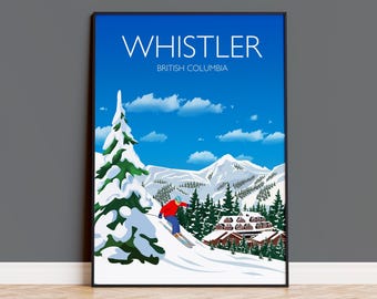 Travel Poster of Whistler, Travel Print of Whistler, Whistler, British Columbia, Canada, Canada Travel Poster