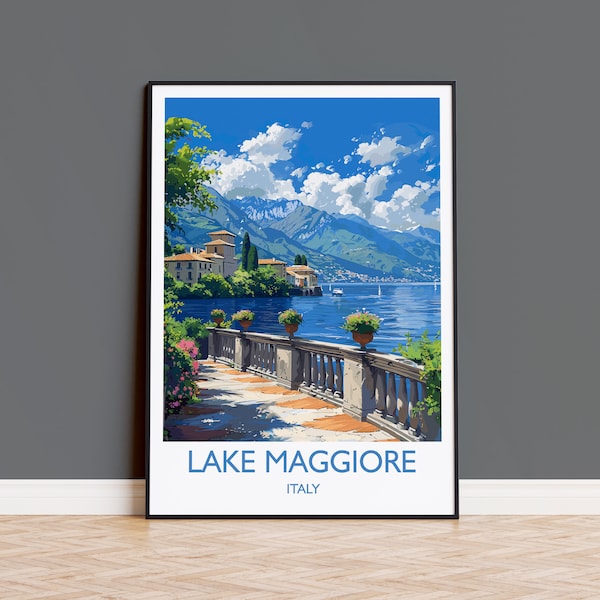 Lake Maggiore Travel Print Wall Art, Travel Poster of Lake Maggiore, Lake Maggiore Art Lovers Gift, Italy, Italian Lakes Art Gift