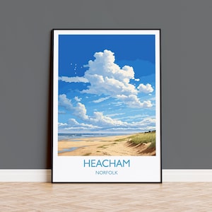 Heacham Beach Reisedruck, Reiseplakat von Heacham, Norfolk Geschenk, England, Norfolk Kunst, Heacham Strand Geschenk, Wandkunst