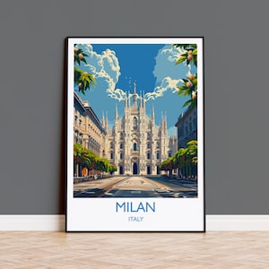 Milan Travel Poster Wall Art, Travel Print of Milan, Milan Art Lovers Gift, Italy, Italian City Art Gift