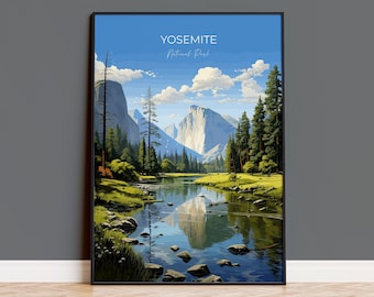 Yosemite Travel Poster Wall Art, Travel Print of Yosemite, National Park Art, Yosemite Gift, Colorado, USA, Travel Wall Art Gift