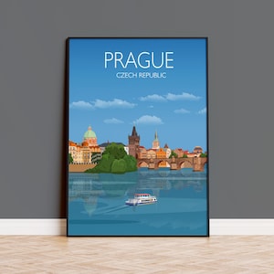 Travel Poster of Prague , Travel Print of Prague, City of Prague, Czech Republic, Travel Poster, Prague Cityscape