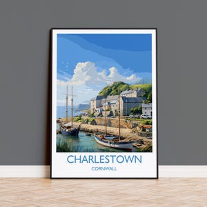 Charlestown Travel Print, Travel Poster of Charlestown, England, Cornwall Art, Charlestown Art Lovers Gift, Wall Art Print