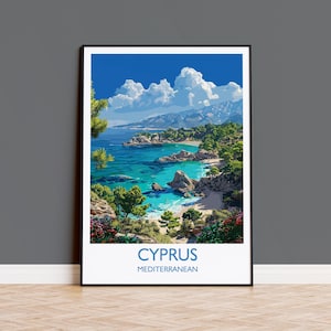 Cyprus Travel Print, Travel Poster of Cyprus, Mediterranean, Cyprus Art Lovers Gift, Cyprus Wall Art