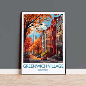 Greenwich Village New York Travel Print Wall Art, Travel Poster of Greenwich Village, New York , New York Art Lovers Gift, USA Art Gift