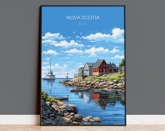 Nova Scotia Print, Travel Poster of Nova Scotia, Nova Scotia Gift, Canada Art Gift, Travel Gift