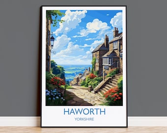 Haworth Print  Travel Wall Art, Travel Poster of Haworth, Haworth Village Art Print, Yorkshire Wall Print, Yorkshire Gift