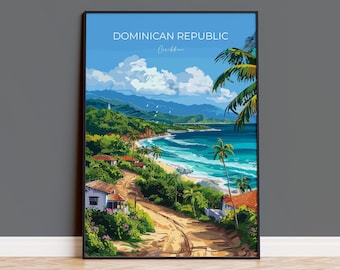 Dominican Republic Travel Poster, Travel Print of Dominican Republic, Dominican Republic Art Lovers Gift, Caribbean Gift, Wall Art Print