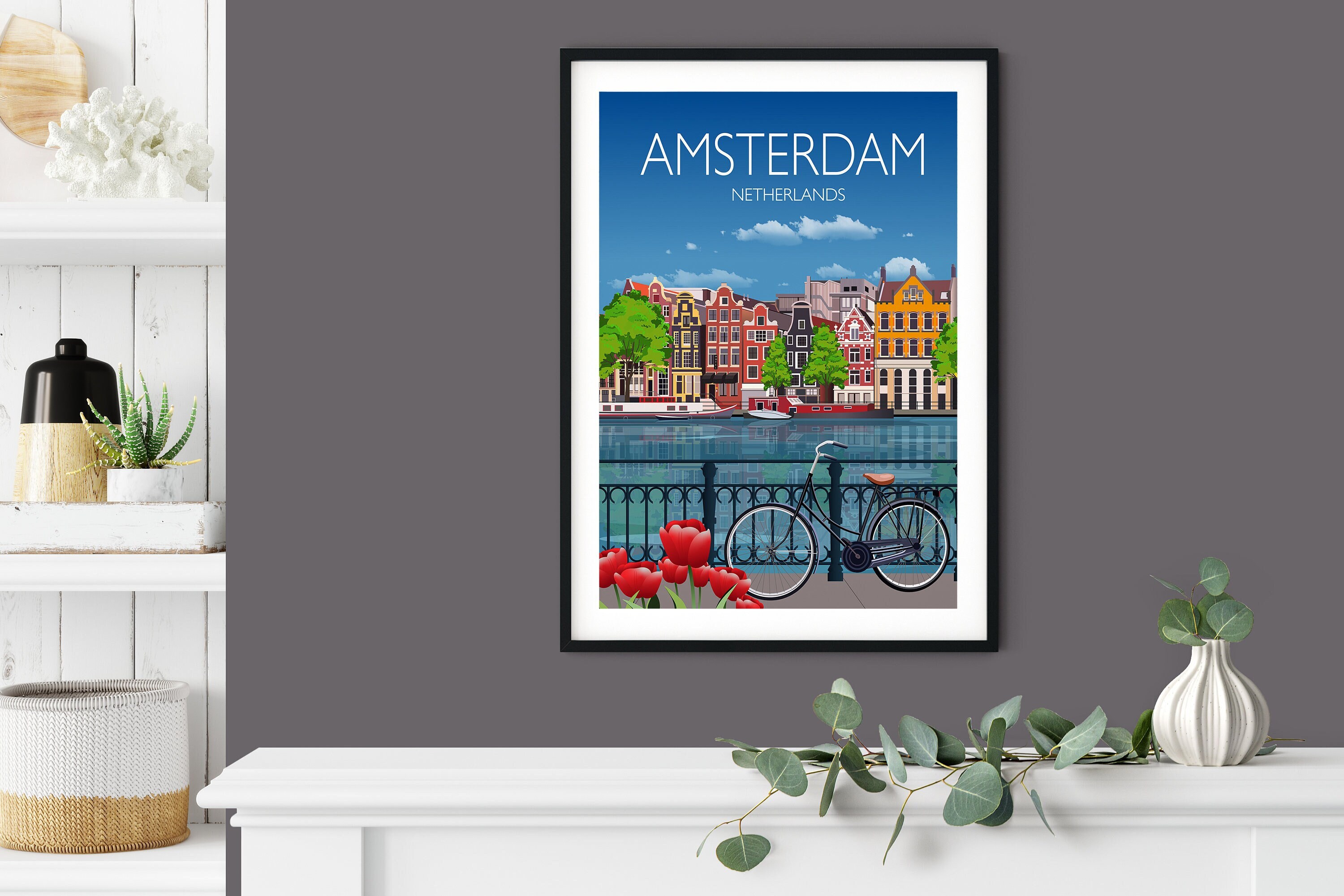 Discover Amsterdam Pays-Bas Voyage Poster