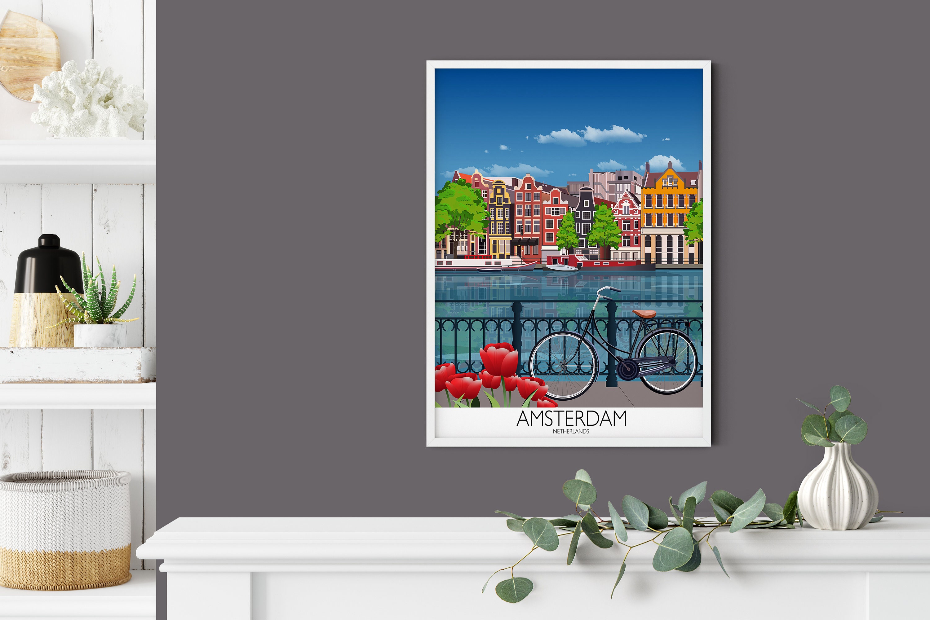 Discover Amsterdam Pays-Bas Voyage Poster