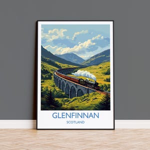 Glenfinnan Viaduct Travel Print Wall Art, Scottish Highlands Art, Railway Bridge Poster, Scotland Landscape, Steam Train Decor Artwork