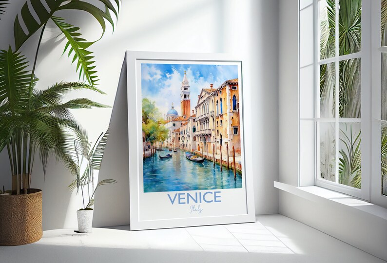 Venice Poster, Travel Print of Venice, Italy, Venice Gift, Travel Watercolour Gift image 5