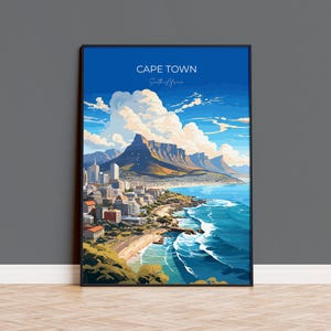 Cape Town Travel Poster, Travel Print of Cape Town,  Cape Town Art Lovers Gift, South Africa Gift, Wall Art Print