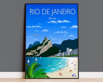 Plakat podróżniczy Rio De Janeiro, druk podróżniczy Rio De Janeiro, Brazylia, plakat podróżniczy, druk Rio