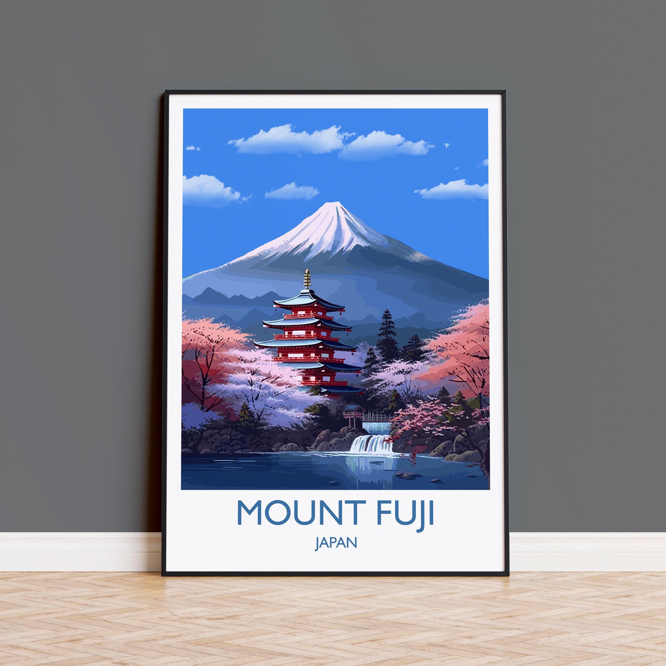 Affiche Vintage Tokyo - Mont Fuji - Poster Rétro Voyage Japon - Décor Mural