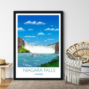 Póster de viaje de las Cataratas del Niágara, Impresión de viaje de las Cataratas del Niágara, Ontario, Canadá, Póster de viaje de Canadá, Regalo de cumpleaños