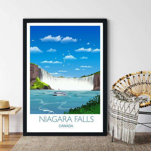 Affiche de voyage des chutes du Niagara, impression de voyage des chutes du Niagara, Ontario, Canada, affiche de voyage au Canada, cadeau d'anniversaire