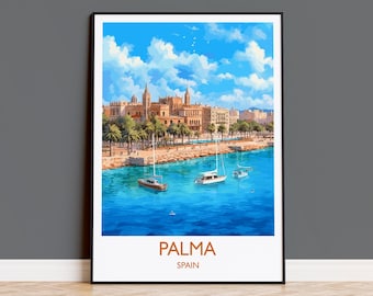 Palma Travel Print, Travel Poster of Palma, Spain, Palma Art, Palma Gift, Wall Art Print