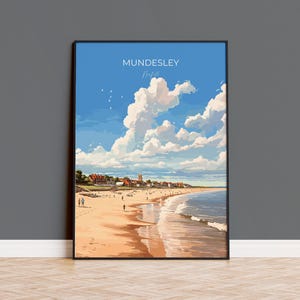 Mundesley Beach Poster, Travel Print of Mundesley, Norfolk Gift, England, Norfolk Art, Mundesley Beach Gift, Wall Art Print