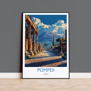 Pompeii Travel Poster Wall Art, Travel Print of Pompeii, Pompeii Art Lovers Gift, Italy, Italian Art Gift