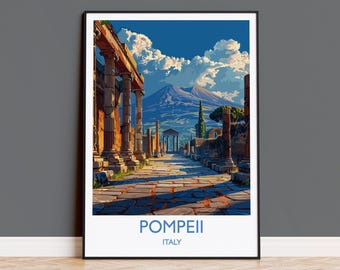 Pompeii Travel Poster Wall Art, Travel Print of Pompeii, Pompeii Art Lovers Gift, Italy, Italian Art Gift