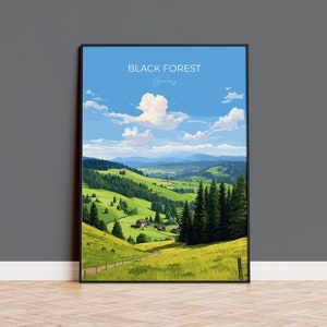 Schwarzwald Reise-Druck, Reiseplakat des Schwarzwalds, Schwarzwald Geschenk, Deutschland, Kunstgeschenk, Wand-Kunst-Druck