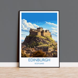 Edinburgh Travel Poster, Travel Print of Edinburgh, Scotland, Edinburgh Castle Art, Edinburgh Gift, Wall Art Print