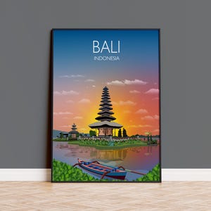 Travel Poster of Bali, Travel Print of Bali, Indonesia, Travel Poster, Bali Print