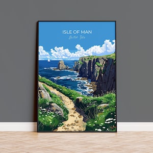 Isle of Man Poster, Travel Print of Isle of Man,  Isle of Man Art Lovers Gift,  British Isles Coast Wall Art Print