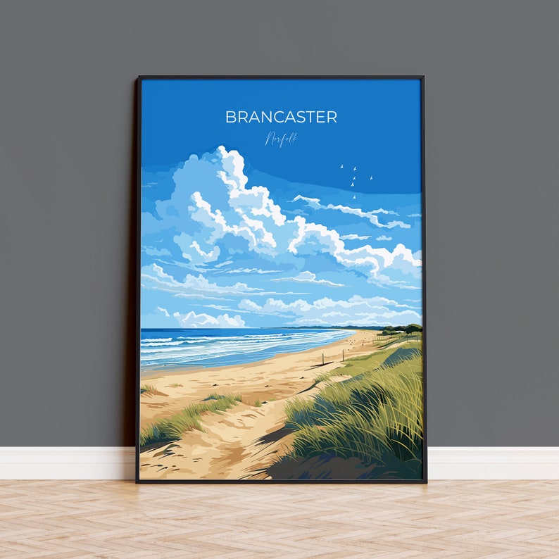 Brancaster Beach Poster, Travel Print of Brancaster, Norfolk Gift, England, Norfolk Art, Brancaster Beach Gift, Wall Art Print image 1