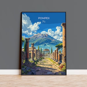 Pompeii Travel Print Wall Art, Travel Poster of Pompeii, Pompeii Art Lovers Gift, Italy, Italian Art Gift