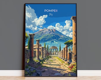 Pompeii Travel Print Wall Art, Travel Poster of Pompeii, Pompeii Art Lovers Gift, Italy, Italian Art Gift