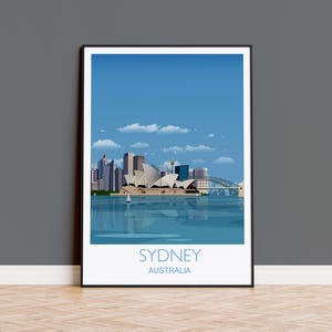 Sydney Travel Print, Travel Poster van Sydney, Sydney Harbour Bridge, Sydney Opera House, Australië Travel Art Lovers Gift