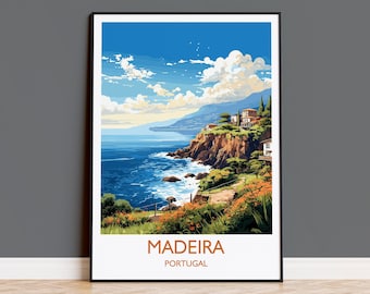 Väggkonst för resefotografering på Madeira, reseaffisch med Madeira, konsttryck på Madeira, väggtryck för Portugal, present till konstälskare på Madeira