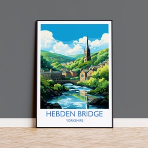 Impresión de viaje de Hebden Bridge, póster de viaje de Hebden Bridge, Hebden Bridge, regalo de Hebden Bridge, arte de Yorkshire,
