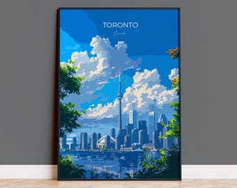 Toronto Travel Poster, Travel Print of Toronto, Canada Ontario Gift, Toronto Art Lovers Gift, Canada Gift Art, Wall Art Print
