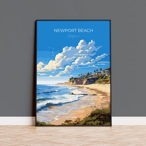 Newport Beach Travel Poster, Travel Print of Newport Beach, California, Newport Beach Art Lovers Gift, USA Gift, Wall Art Print