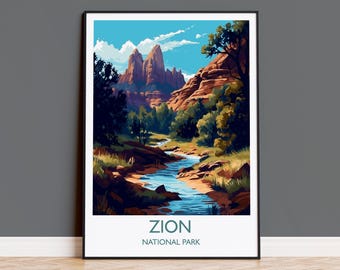 Zion Poster, Travel Print of Zion National Park, Utah, USA, Travel Gift