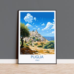Puglia Travel Print Wall Art, Travel Poster of Puglia, Puglia Art Lovers Gift, Italy, Italy Art Gift