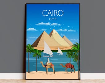 Travel Poster of Cairo, Travel Print of Cairo, Cairo, Pyramids, Egypt, Egypt Travel Poster