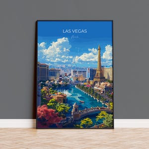 Las Vegas Travel Poster, Travel Print of Las Vegas, Nevada, Las Vegas Art Lovers Gift, USA Gift, Wall Art Print