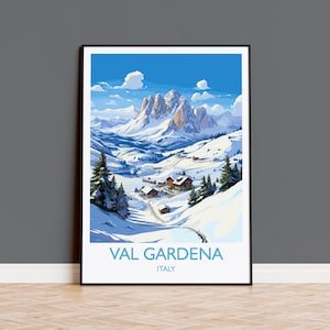 Val Gardena Wall Art Travel Poster, Travel Print of Val Gardena, Ski Poster Art Gift, Italy Dolomites Ski Art Travel Lovers Gift