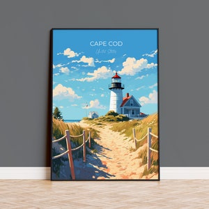 Affiche Cape Cod, impression de voyage de Cape Cod, Massachusetts, États-Unis, cadeau Cape Cod, art Cape Cod, cadeau de voyage