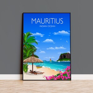 Mauritius Reise Poster Wandkunst, Reisedruck von Mauritius, Indischer Ozean Kunst, Mauritius Kunstliebhaber Geschenk, Mauritius Wanddekor