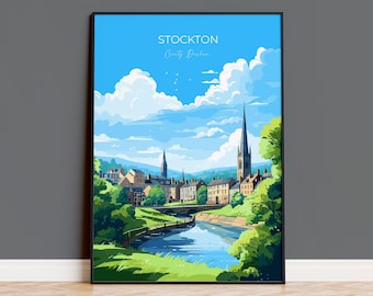 Stockton Print Travel Wall Art, Travel Poster of Stockton on Tees,  Stockton Art Print, County Durham Wall Print, Stockton Gift,