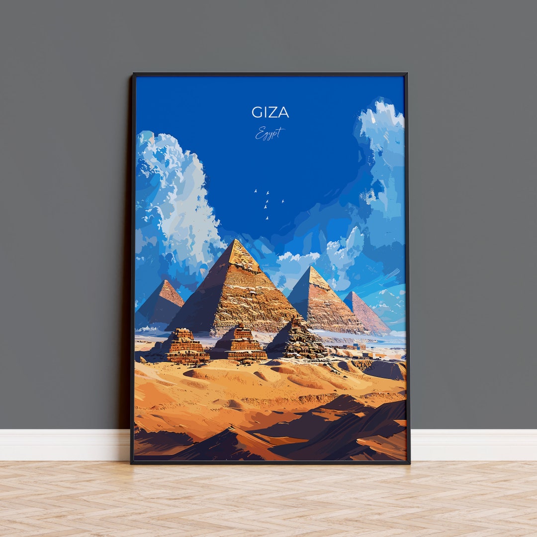 Giza Travel Poster, Travel Print of Giza, Egypt Art Lovers Gift, Giza ...