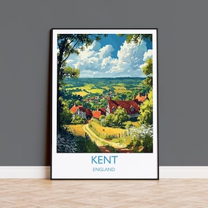 Kent Print Wall Art, Travel Poster of Kent , England, Kent Art Lovers Gift, England Wall Art Print